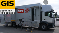 Bild: ORF-Truck Creative Commons Attribution-Share Alike 4.0/ Logo Public domain, via Wikimedia Commons/ Komposition WB / Eigenes Werk