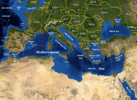 Das Mittelmeer mit Landesgrenzen