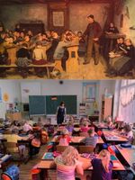 Schule: Über 200 Jahre alte Schule im Vergleich zu einer heutigen. (Symbolbild)