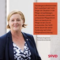 Vorstandsvorsitzende des SoVD Michaela Engelmeier zu Zuzahlungen für Pflege im Heim