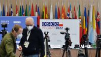 Das Pressezentrum vor dem Beginn der Sitzung des Ständigen Rats der OSZE unter dem Vorsitz Polens, die in Wien am 13. Januar 2022 stattfand. Bild: Sputnik / Aleksei Witwizki