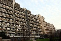 Die Terrassenstruktur an der Westfassade des Dorstfelder Hannibals