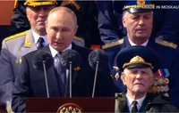 Präsident Vladimir Putin bei seiner Rede am „Tag des Sieges“ in Moskau Bild: Screenshot YouTube /UM / Eigenes Werk