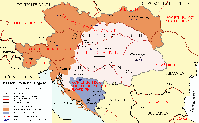 Karte der territorialen Aufteilung Österreich-Ungarns nach den Pariser Vorortverträgen ﻿