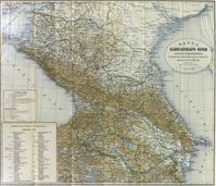Russische Karte aus dem Jahr 1903 mit eingezeichneten Gouvernementsgrenzen der Kaukasus Region