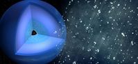 Ein Forscherteam konnte zeigen, dass sich im Inneren riesiger Eisplaneten, wie Neptun, Verbindungen aus Kohlenwasserstoff auftrennen. Der Kohlenstoff verwandelt sich dabei in einen „Diamantregen“. Quelle: Greg Stewart / SLAC National Accelerator Laboratory (idw)