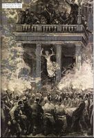 Einsatz eines Sprungtuchs beim Wiener Ringtheaterbrand am 8. Dezember 1881, Illustration von Karl Pippich (Symbolbild)