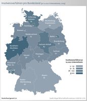 Prozentuale Veränderungen: Mehr Insolvenzen in fünf Bundesländern