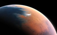 Künstlerische Darstellung des Mars vor vier Milliarden Jahren