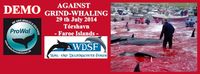 Aufruf zur Demonstration am 29. Juli 2014 in Tórshavn-Hoyvik (Färöer-Inseln) durch die Tierschutzorganisationen ProWal & Wal- und Delfinschutz-Forum (WDSF)