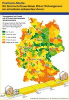 Postbank-Studie: Wo Durchschnittsverdiener 110 m² Wohneigentum am schnellsten abbezahlen können. Bild: "obs/Postbank"