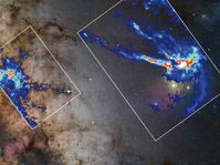 Zwei der von Kainulainen und Kollegen untersuchten Molekülwolken: Der Pfeifennebel (links) und die R
Quelle: Bild: Hintergrund: ESO/S. Guisard (www.eso.org/~sguisard) Dichtekarten: J. Kainulainen, MPIA (idw)