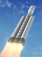 Großrakete: Konzeptzeichnung der kosteneffizienten "Falcon Heavy". Bild: spacex.com