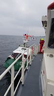 Seenotrettungsboot "ONKEL WILLI" der DGzRS in Zusammenarbeit mit dem Bundespolizeiboot "RÖHN II" Bild: Polizei