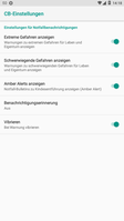 Standard-Cell-Broadcast-Konfigurationsmenü auf Android 8.0