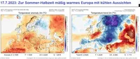 Sommerhalbzeit mit mäßig warmen Europa mit kühlen Aussichten (Stand 17.07.2023)