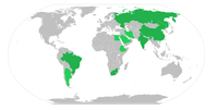 BRICS-Staaten (dunkelgrün: Mitglieder seit 2011; hellgrün: Neue Mitglieder ab dem 1.1.2024)