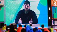 Ramsan Kadyrow, Oberhaupt der russischen Teilrepublik Tschetschenien, beim russischen Bildungsmarathon "Neue Horizonte" am 18. Mai 2022