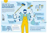 Infografik "Ordnung am Arbeitsplatz" aus "Hundert Prozent", dem Mitgliedermagazin der Berufsgenossenschaft BGHW