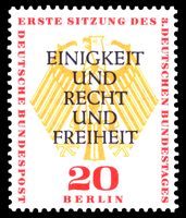 „Einigkeit und Recht und Freiheit“: Briefmarke von 1957
