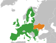 Europäische Union (grün) und die ﻿Ukraine (orange)