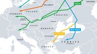 Erdgaspipelines nach Europa.