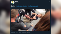Twitter Screenshot aus dem Video zum brutalen Vorgehen der Polizei in Berlin am 1. August 2021.