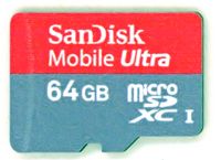 Eine microSDXC mit einer Kapazität von 64 GB