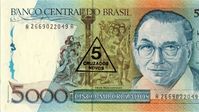Banknote aus Brasilien während der Hyperinflation: aus 5.000 Cruzados wurden 5 neue Cruzados Bild: RT
