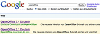 Google-Suchmaske für den Begriff Openoffice. Bild: GoMoPa