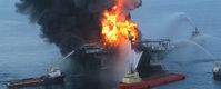 Ölbohrplattform "Deepwater Horizon" nach Explosion am 21. April 2010. Bild: dts Nachrichtenagentur