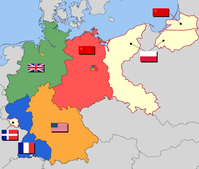 Vier Besatzungszonen, Berlin, das Saargebiet und die unter polnischer und sowjetischer Verwaltung stehenden deutschen Ostgebiete, 1945