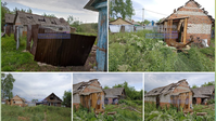 Schäden an Wohnhäusern in der Siedlung Saimischtsche der Stadt Klinzy nach Beschuss mit höchstwahrscheinlich der Gefechtsrakete Totschka-U durch das ukrainische Militär. Russland, 14. Juni 2022)