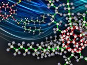 Künstlerische Darstellung der komplexesten und massivsten Moleküle (PFNS-10, TPP-152) mit denen Quanteninterferenz nachgewiesen werden konnte (Illustration: Mathias Tomandl)