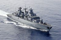 Luftbild der Fregatte MECKLENBURG-VORPOMMERN während des Einsatzes im Mittelmeer Bild:     PIZ Marine