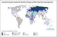 Grafik: Auswirkung des Russland-Ukraine-Kriegs auf BIP-Wachstumsprognosen Bild: Coface Deutschland Fotograf: Coface Deutschland