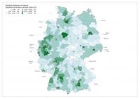 Deutsche Adressen im Internet. Registrierte .de-Domains in absoluten Zahlen 2012. Die regionale Verteilung von .de in Deutschland 2012 - Trends setzten sich fort.