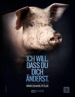 20 Jahre PETA Jubiläumskampagne: "Ich will, dass Du Dich änderst". Bild: "obs/PETA Deutschland e.V./(c) PETA"
