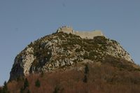 Montségur: Die Festung der Katharer fiel 1244. Der Legende nach wurde in ihr der Heilige Gral aufbewahrt.