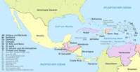 Karte Mittelamerikas und der angrenzenden Staaten