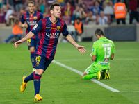 Messi bejubelt ein Tor im Oktober 2014.