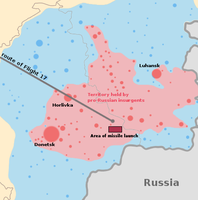 MH17: Presumed route ending in an area controlled by pro-Russian rebels
