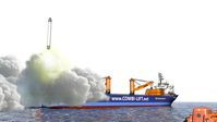 Künstlerische Darstellung der geplanten Plattform für Raketenstarts in der Nordsee. Bild: "obs/OHB SE/Wolf Soujon"