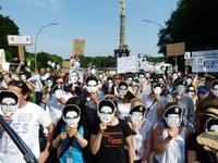 Edward Snowden: PRISM-Demo der Piratenpartei zum Besuch des amerikanischen Präsidenten Barack Obama