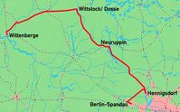 Karte der Linienführung des Prignitz-Expresses. Bild: Knut Rosenthal - wikipedia.org