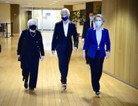 Janet Yellen, Christine Lagarde und Ursula von der Leyen (re) (2021)