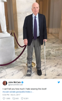 John McCain am 6. November auf Twitter: "Ich kann nicht sagen, wie sehr ich es hasse, diesen Stiefel zu tragen!"