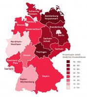 Prozentualer Anteil ländlicher Krankenhäuser in den Bundesländern. Bild: "obs/Grafik: BDO"