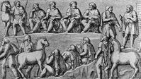 Germanische Ratsversammlung, Zeichnung eines Reliefabschnitts der Mark-Aurel-Säule zu Rom