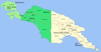 West-Neuguinea (grün) und Papua-Neuguinea (gelb) mit Provinzen und Regierungsbezirken Bild: de.wikipedia.org